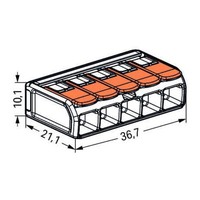 221-615 WAGO 221 Series 5 Conductor Splicing Connector with Lever Lock for Cable up to 6mm2 41A 15x Pieces