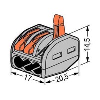 222-413 WAGO 222 Series 3 Conductor Splicing Connector with Lever Lock for cable up to 4mm2 32A 50x Pieces