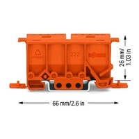 222-500 WAGO 222 Series Mounting Carrier for DIN Rail or Screw Fixing with Strain Relief Plate Orange