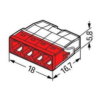 2273-204 WAGO 2273 Series 4 Conductor Push Wire Connector for cable up to 2.5mm2 24A Red/Clear 100x Pieces