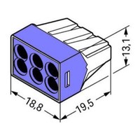 773-106 WAGO 773 Series 6 Conductor Push Wire Connector for cable up to 2.5mm2 24A Violet/Clear 50x Pieces