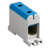 KE64.2 Ensto Clampo Pro 240mm Blue DIN Rail Terminal for TS35 Rail or Base Mounting Single Feed Through