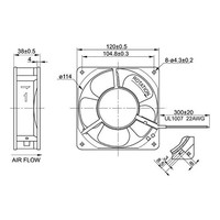 ILS128-1-HTS 120 x 120 x 38mm Aluminium Fan 110VAC with Terminal Connectors