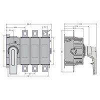 GL0500C1 Lovato GL 500A 3 Pole Switch Disconnector for Base Mounting Handle on Left Hand Side