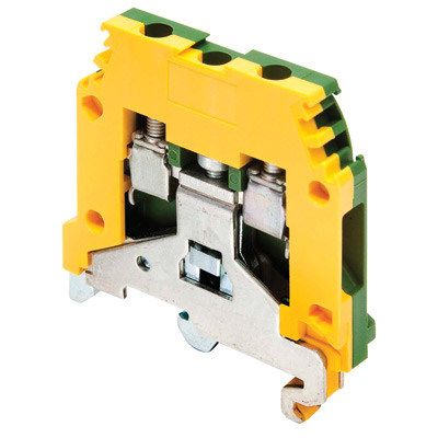 1SNA165113R1600 Entrelec SNA 4mm Earth DIN Rail Terminal for TS35 Rail Single Feed Through Green/Yellow M4/6P