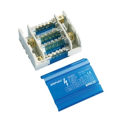 563820 nVent ERIFLEX TD-100-125A 4 Pole 125A Distribution Block Input Capacity 10 - 35mm2 6 outgoing connections per pole