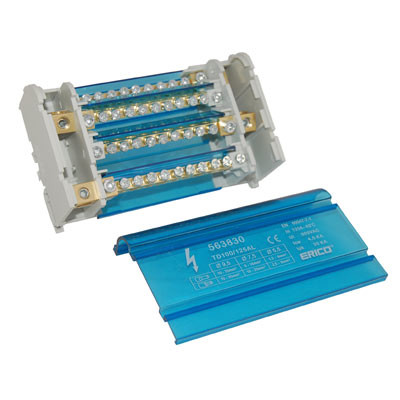 563830 nVent ERIFLEX TD-100-125AL 4 Pole 125A Distribution Block Input Capacity 10 - 35mm2 10 outgoing connections per pole