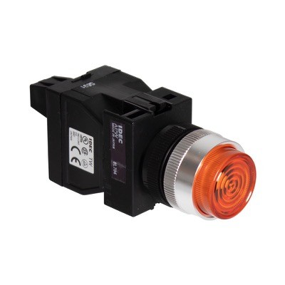 APW1246DA-TK392 IDEC TW Amber 230V Transformer Pilot Lamp supplied with 6V LED 22.5mm Chrome Bezel