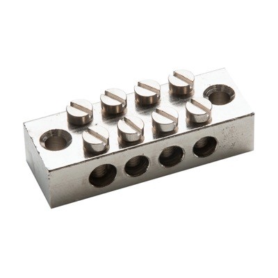 EB24A 4 Way Double Pole Brass Earth Block