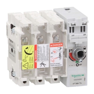 GS2QQB3 Schneider TeSys GS 400A 3 Pole Switch Fuse for Base Mounting Switch mechanism on right hand side