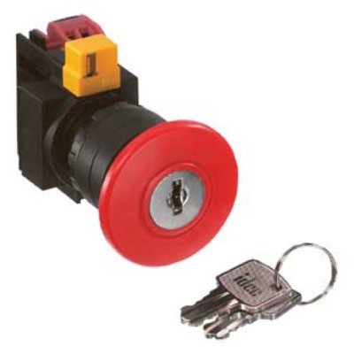 HW1B-X401R IDEC HW 40mm Red Emergency Stop Pushbutton with 1 x N/C Contact 22.5mm Key to Release