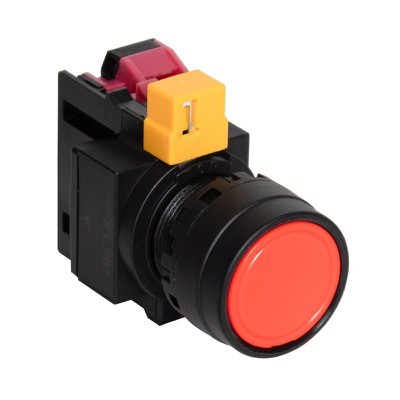 HW1B-M101R IDEC HW Red Flush Pushbutton with 1 x Normally Closed Contact 22.5mm Spring Return Black Bezel