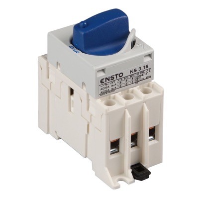 KS3.32 Ensto Compact 32A 3 Pole Load Break Switch Blue Handle 