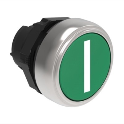 LPCB1113 Lovato Platinum Green Flush Pusbutton with &#039;I&#039; Actuator 22.5mm Spring Return