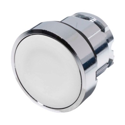 ZB4BA1 Schneider Harmony XB4 White Flush Pushbutton Actuator 22.5mm Spring Return Chrome Bezel