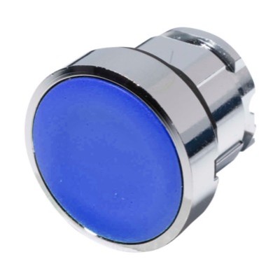 ZB4BA6 Schneider Harmony XB4 Blue Flush Pushbutton Actuator 22.5mm Spring Return Chrome Bezel