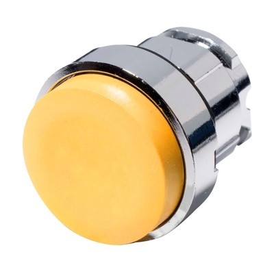 ZB4BL5 Schneider Harmony XB4 Yellow Projecting Pushbutton Actuator 22.5mm Spring Return Chrome Bezel