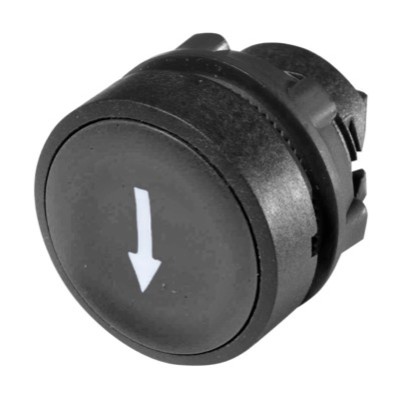 ZB5AA335 Schneider Harmony XB5 Black Pushbutton Actuator with &#039;White Arrow&#039; 22.5mm Spring Return Dark Grey Plastic Bezel