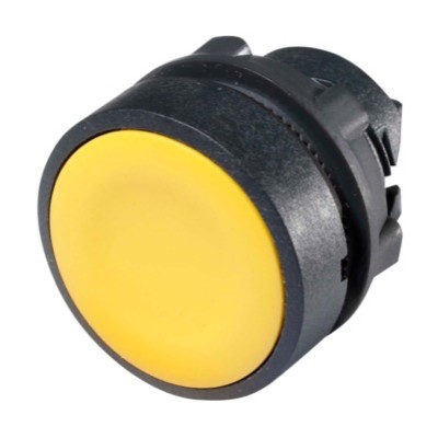 ZB5AA5 Schneider Harmony XB5 Yellow Pushbutton Actuator 22.5mm Spring Return Dark Grey Plastic Bezel