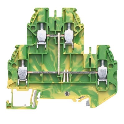 58.504.9255.0 Wieland selos WT 4mm Earth Double Deck DIN Rail Terminal for TS35 Rail Double Feed Through Green/Yellow WT4E PE