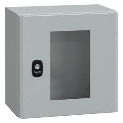 NSYS3D3320T Schneider Spacial S3D Mild Steel 300H x 300W x 200mmD Wall Mounting Enclosure IP66 Glazed Door