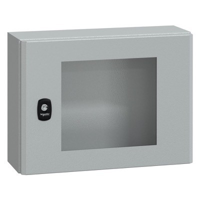 NSYS3D3415T Schneider Spacial S3D Mild Steel 300H x 400W x 150mmD Wall Mounting Enclosure IP66 Glazed Door