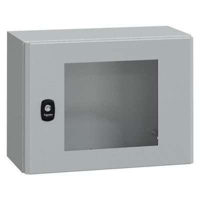 NSYS3D3420T Schneider Spacial S3D Mild Steel 300H x 400W x 200mmD Wall Mounting Enclosure IP66 Glazed Door