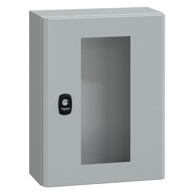 NSYS3D4315T Schneider Spacial S3D Mild Steel 400H x 300W x 150mmD Wall Mounting Enclosure IP66 Glazed Door