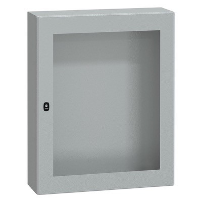 NSYS3D10830T Schneider Spacial S3D Mild Steel 1000H x 800W x 300mmD Wall Mounting Enclosure IP66 Glazed Door