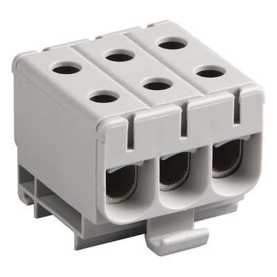 KE61.03 Ensto Clampo Pro 50mm Grey DIN Rail Terminal for TS35 Rail or Base Mounting 3 Pole Feed Through