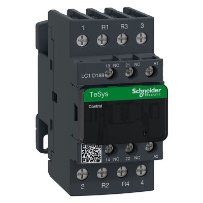 LC1D188B7 Schneider TeSys D Contactor 2 x N/C &amp; 2 x N/O Poles 32A AC1 1 x N/C &amp; 1 x N/O Auxiliary 24VAC Coil