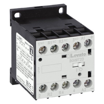 11BG09T2D024 Lovato BG Series Mini Contactor 4 Pole 20A AC1 2 x N/O &amp; 2 x N/C Poles 24VDC Coil