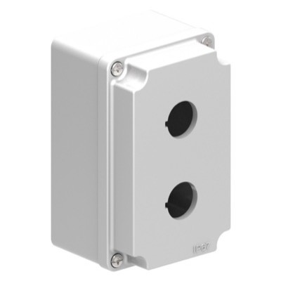 LPZM2A8 Lovato LPZM 2 Hole Empty Metal Enclosure for 22.5mm Control Actuators IP66/IP67 Grey Lid