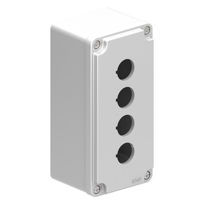 LPZM4A8 Lovato LPZM 4 Hole Empty Metal Enclosure for 22.5mm Control Actuators IP66/IP67 Grey Lid