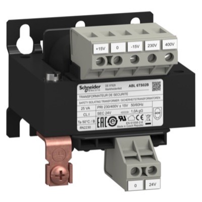 ABL6TS02B Schneider ABL6TS Optimized Range Modicon SELV Transformer 25VA 230-400V Input 24V Output