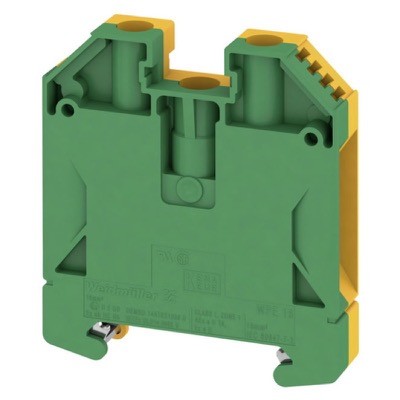 1010400000 Weidmuller W Series 16mm Earth DIN Rail Terminal for TS35 Rail Green/Yellow WPE16