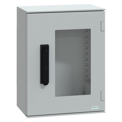 NSYPLM43TVG Schneider Thalassa PLM GRP 430H x 330W x 200mmD Wall Mounting Enclosure IP66 Glazed Door 3 Point