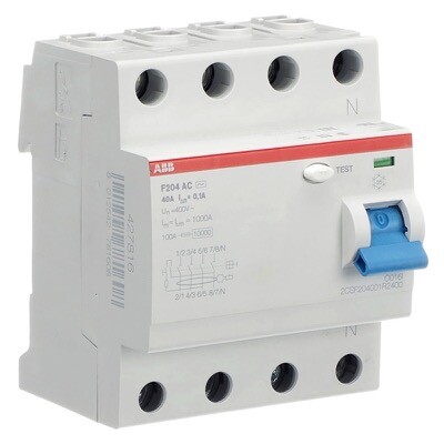 F204 AC-40/0.03 ABB F200 RCCB 40A 4 Pole 30mA Type AC