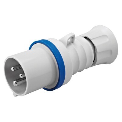 GW60004H Gewiss IEC 309 HP Straight Plug HP IP44/IP54 2P+E 16A 200-250V 50/60Hz Blue 6H Screw Wiring