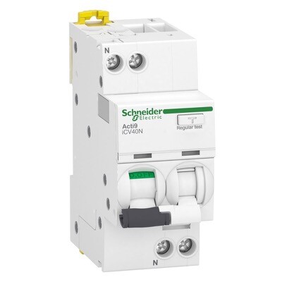 A9DE3610 Schneider Acti9 iCV40 Residual Current Breaker with Overcurrent CurrentProtection (RCBO) 1P+N 10A C Curve