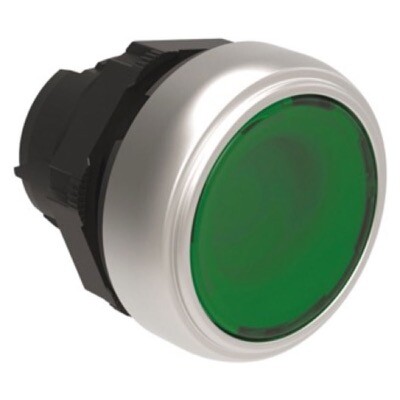 LPCBL103 Lovato Platinum Illuminated Green Flush Pushbutton Actuator 22.5mm Spring Return