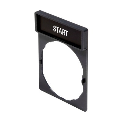 ZBY2303 Schneider Harmony Legend Holder for 22mm Units. White Text on Black Marked &#039;START&#039;