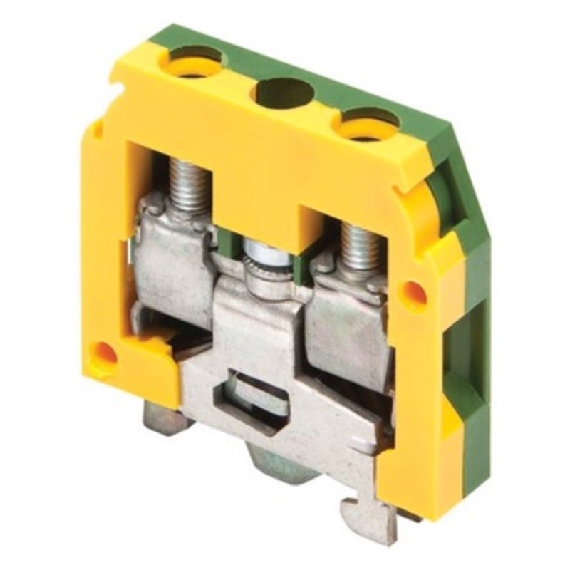 1SNA160496R2600 Entrelec SNA 4mm Earth Mini DIN Rail Terminal for TS15 Rail Single Feed Through Green/Yellow DR4/6.P