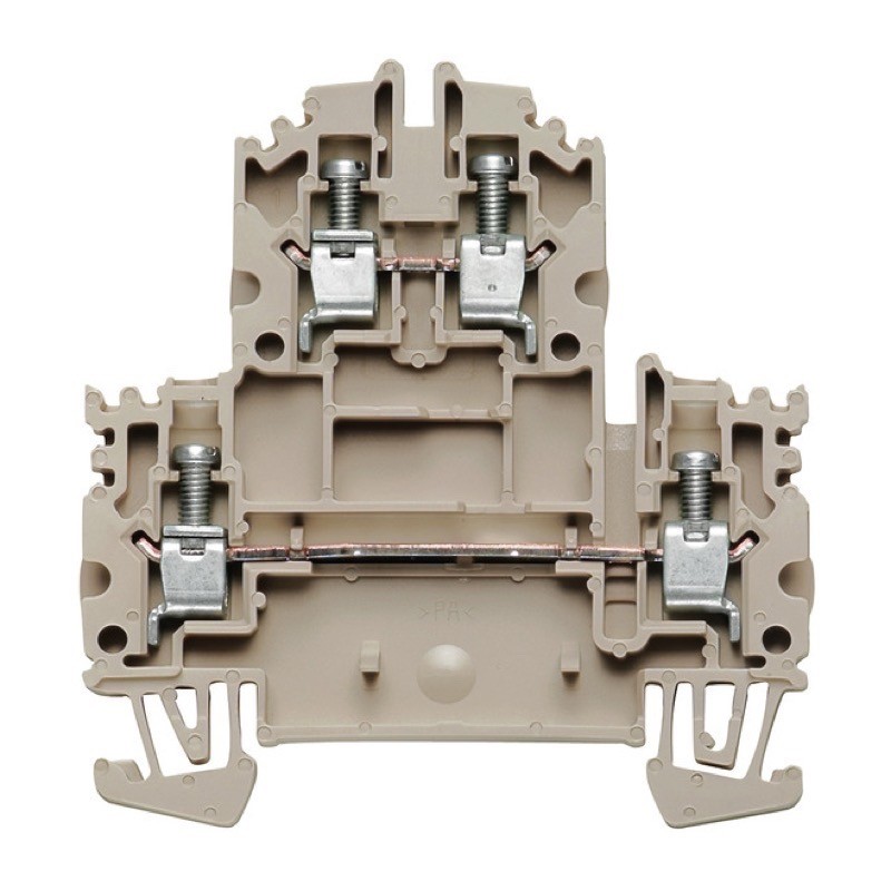 1041900000 Weidmuller W Series 4mm Beige Double DIN Rail Terminal for TS35 Rail Double Feed Through WDK4N