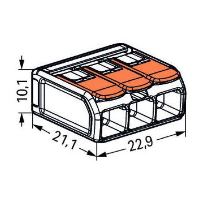 221-613 WAGO 221 Series 3 Conductor Splicing Connector with Lever Lock for Cable up to 6mm2 41A 30x Pieces