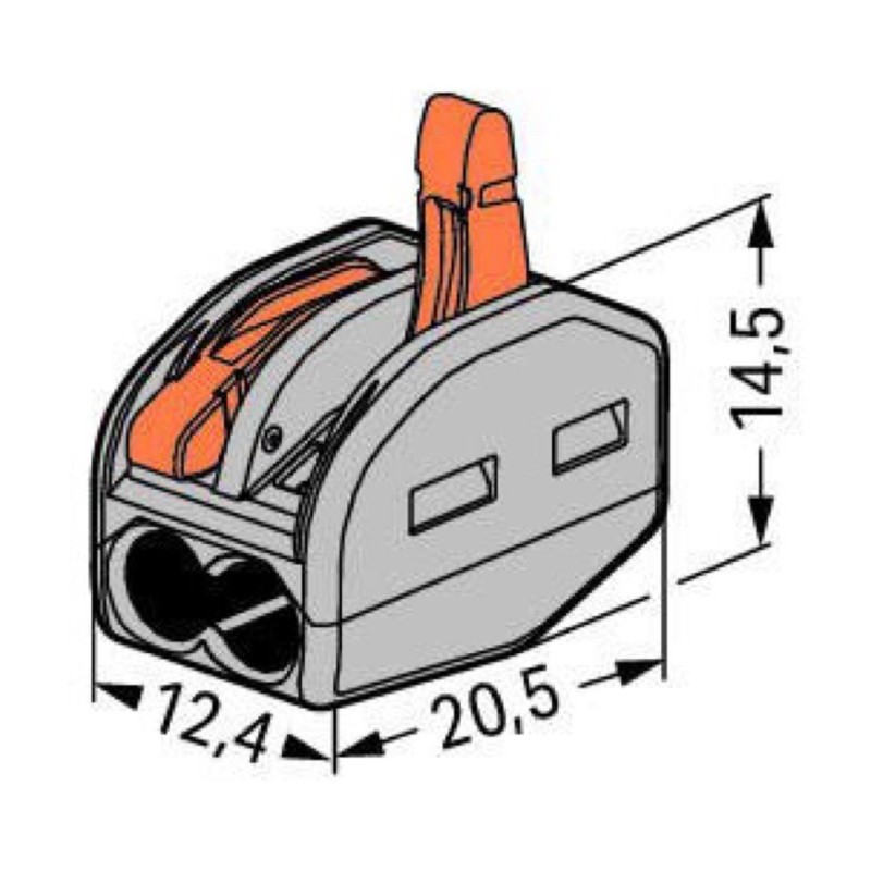 222-412 WAGO 222 Series 2 Conductor Splicing Connector with Lever Lock for cable up to 4mm2 32A 50x Pieces