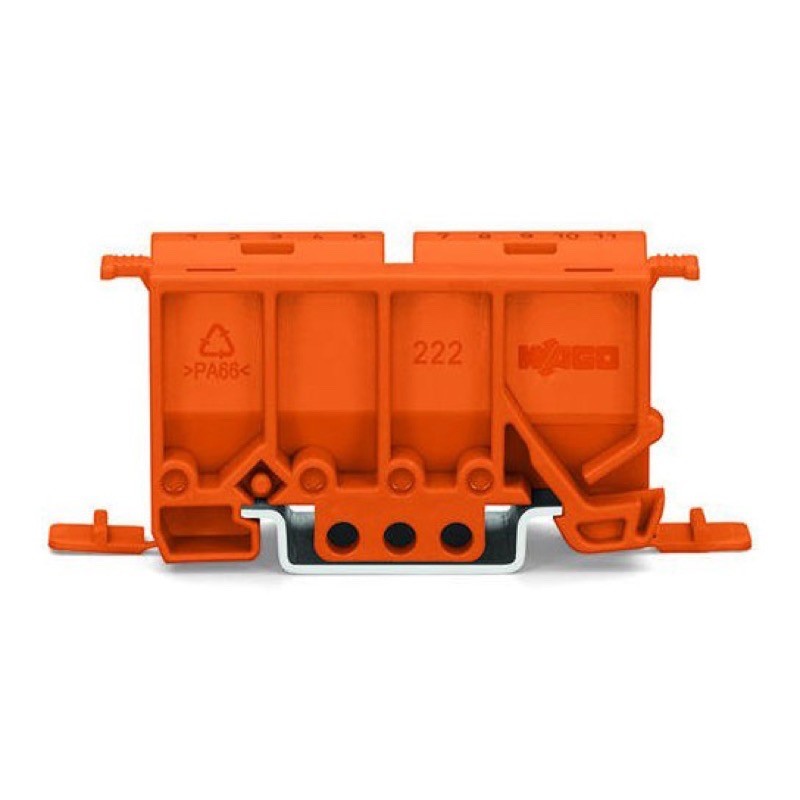 222-500 WAGO 222 Series Mounting Carrier for DIN Rail or Screw Fixing with Strain Relief Plate Orange