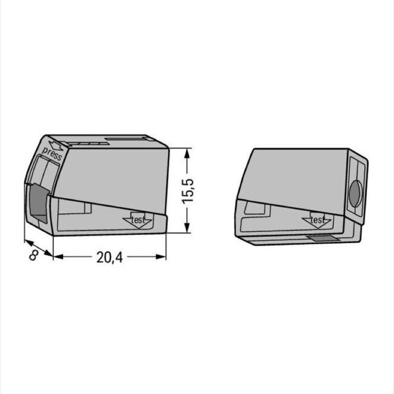 224-101 WAGO 224 Series 2 Conductor Lighting Connector Suitable for cable up to 2.5mm2 24A 100x Pieces