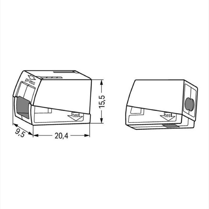 224-112 WAGO 224 Series 3 Conductor Lighting Connector Suitable for cable up to 2.5mm2 24A 100x Pieces