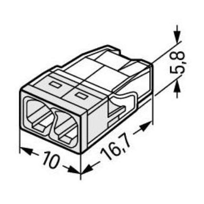 2273-202 WAGO 2273 Series 2 Conductor Push Wire Connector for cable up to 2.5mm2 24A White/Clear 100x Pieces